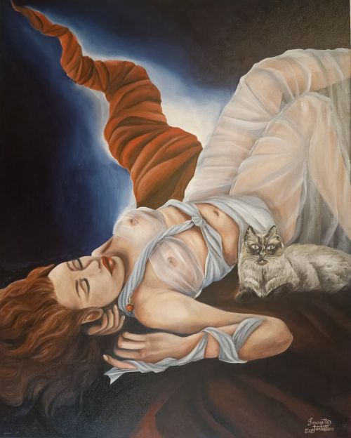 ESTASI NOTTURNA olio su tela 100x80 PANTALLONI