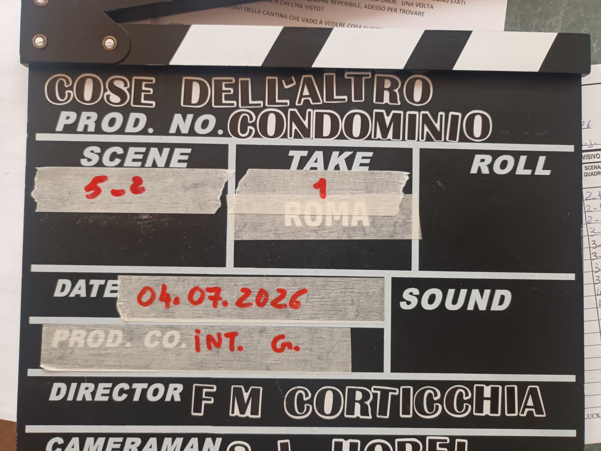 il ciak del film cose dell'altro condominio