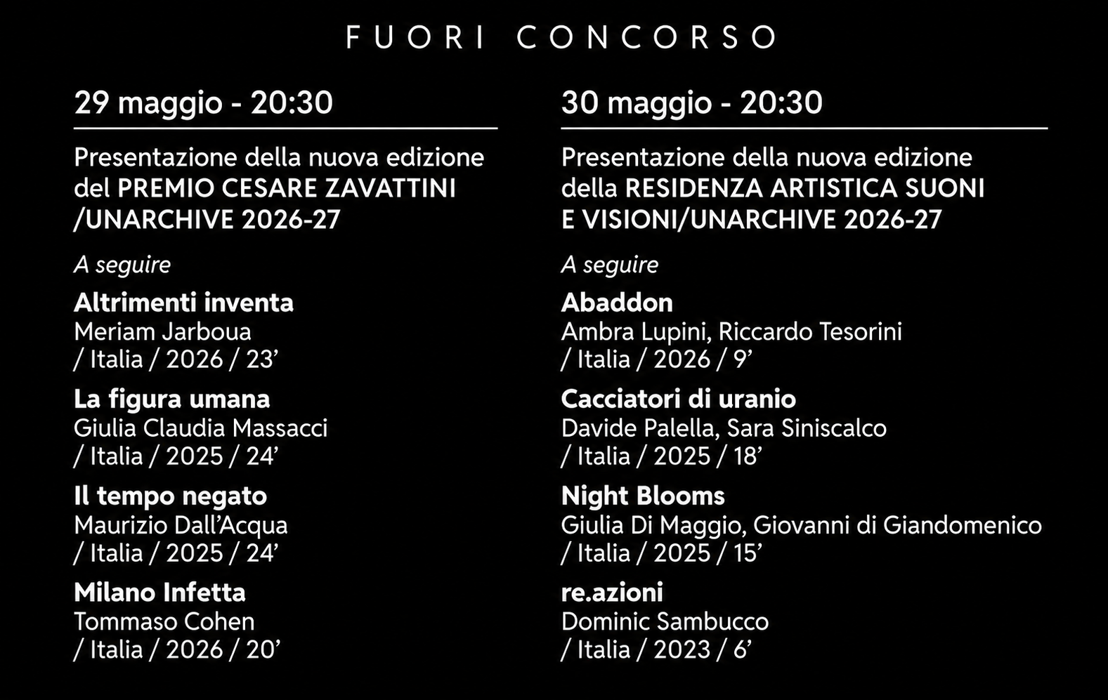 fuori concorso